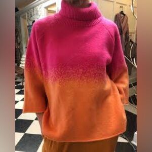 Fate Vibrant Pink and Orange Cowl Neck Sweater